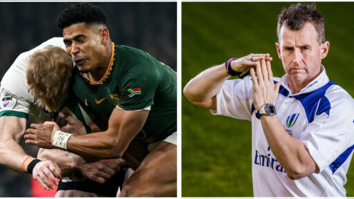 Nigel Owens analysing Sascha yellow card incident from Ireland vs Springboks"