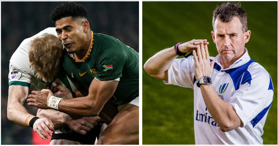 Nigel Owens analysing Sascha yellow card incident from Ireland vs Springboks"
