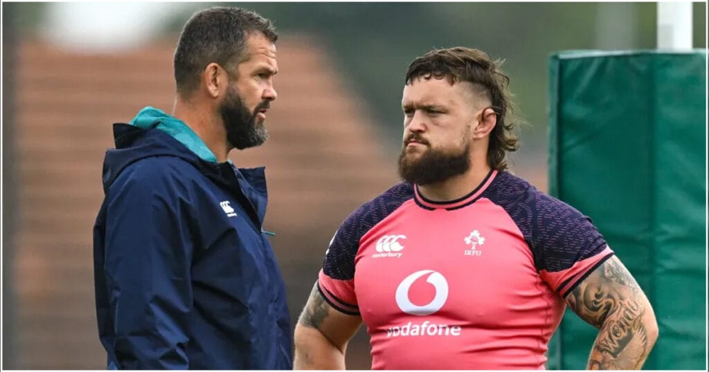 Andrew Porter reacts after Ireland’s scrum struggles against the Springboks