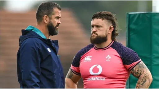 Andrew Porter reacts after Ireland’s scrum struggles against the Springboks