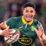 Sacha Feinberg-Mngomezulu break during Springboks Test match