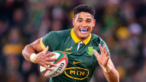 Sacha Feinberg-Mngomezulu break during Springboks Test match
