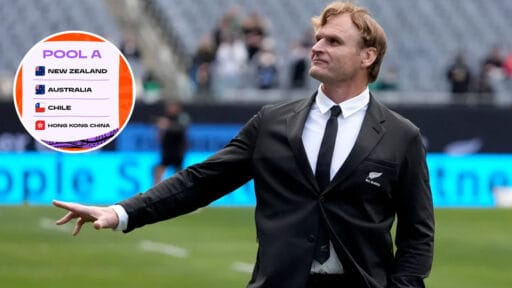 Head coach Scott Robertson shrugs off lopsided draw that puts New Zealand on a quarter-final collision course with world champions South Africa.