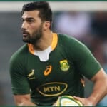 Damian de Allende carrying for the Springboks, rated one of the best centres in the world by Ben Youngs