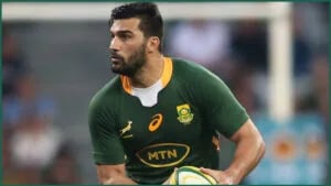 Damian de Allende carrying for the Springboks, rated one of the best centres in the world by Ben Youngs