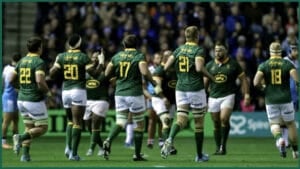 Springboks replacements, including several forwards, coming off the bench — the bomb squad tactic Rassie Erasmus discussed with Eben Etzebeth bomb squad