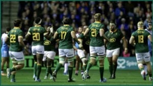 Springboks replacements, including several forwards, coming off the bench — the bomb squad tactic Rassie Erasmus discussed with Eben Etzebeth bomb squad