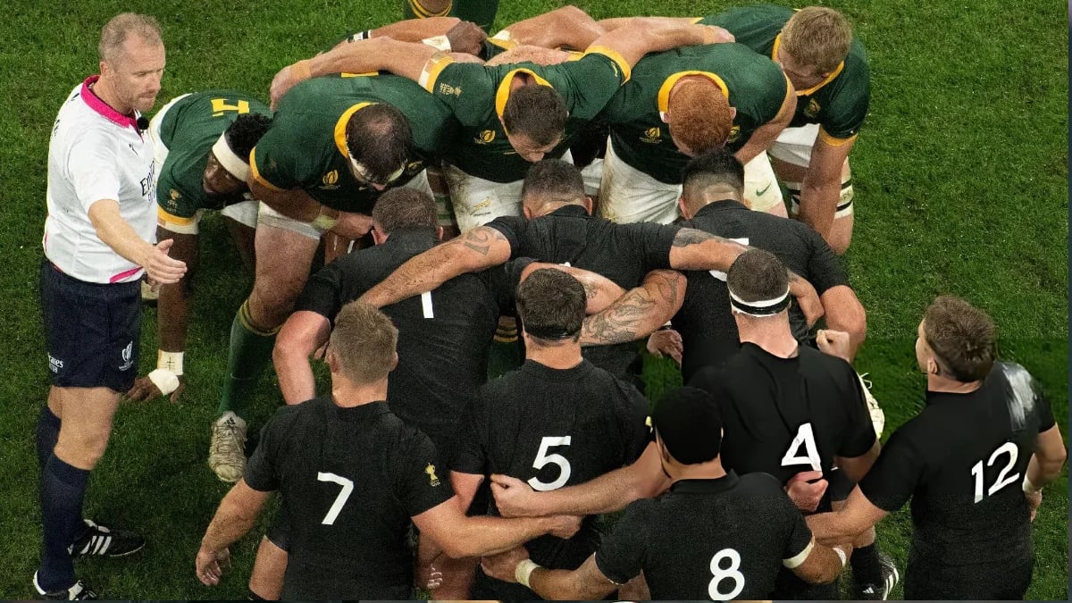 Two front-rowers watched the all blacks scrums again. New Zealand weren't beaten, they were panicking