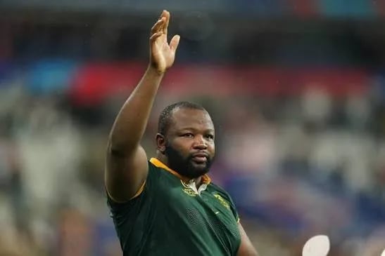 Ox Nche scrummaging for the Springboks ahead of his 50th Test cap in Cape Town