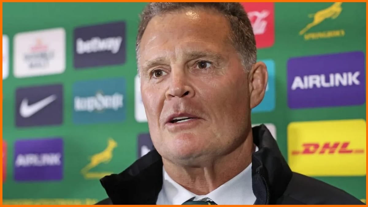Rassie Erasmus speaking at a Springbok press conference ahead of the third Test against the All Blacks Springboks Bomb Squad Has Stopped Winning The Last Quarter. Rassie Erasmus Did Not Argue.