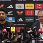 All Blacks head coach Dave Rennie speaks after the first Test against South Africa at Ellis Park