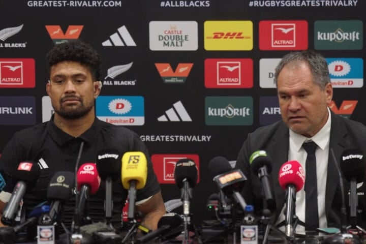 All Blacks head coach Dave Rennie speaks after the first Test against South Africa at Ellis Park