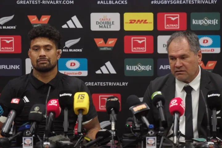 All Blacks head coach Dave Rennie speaks after the first Test against South Africa at Ellis Park