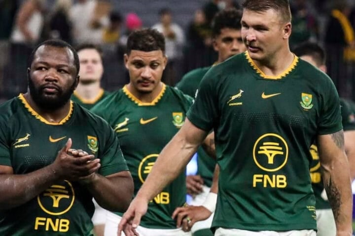 Springboks player ratings: Springboks players in green applaud the crowd as they walk off the field