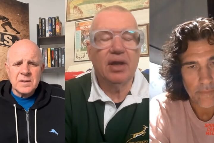 Sir John Kirwan on Rugby Rivals explaining why Ethan Blackadder should play seven for the All Blacks, with Ric Salizzo and Victor Matfield