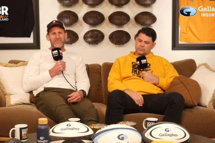 Kieran Read speaking beside Jeremy Paul on The Good, The Bad & Rugby ANZ, the morning after Baltimore, as he names Ruben Love the All Blacks 10