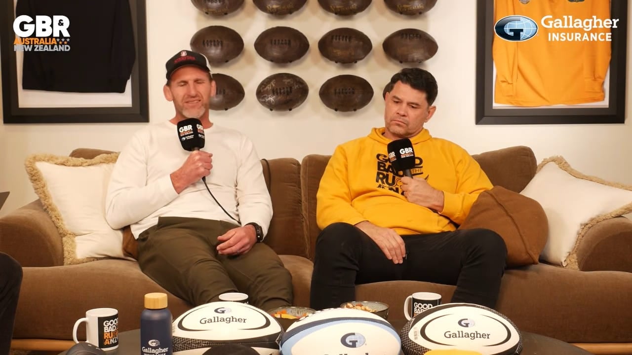 Kieran Read speaking beside Jeremy Paul on The Good, The Bad & Rugby ANZ, the morning after Baltimore, as he names Ruben Love the All Blacks 10