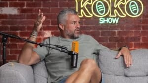 Adam Ashley-Cooper on the KOKO Show couch, hand raised, explaining how a back previews the Springboks defence two days after Baltimore