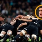 Tamaiti Williams Scrum Warning: The Ref Has Watched You Already A referee crouches beside an All Blacks scrum against the Springboks, watching the front row before the engagement