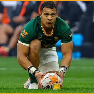 Cheslin Kolbe gestures while talking about his goal-kicking on For The Love Of Rugby: South Africa