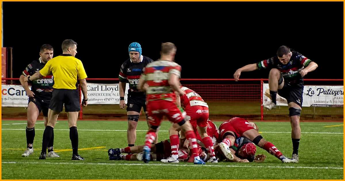 Curtis Gregory stamp red card graphic for Llandovery v Ebbw Vale