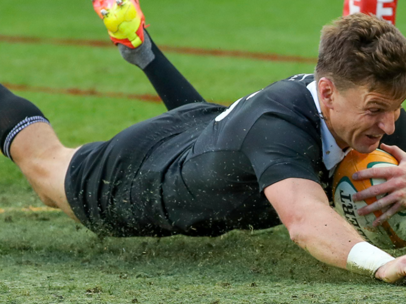 All Blacks player ratings vs Wallabies: an All Black in the black jersey dives over the line to score a try
