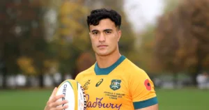 Joseph-Aukuso Suaalii on the wing for the Wallabies ahead of the Bledisloe Cup Test at Eden Park