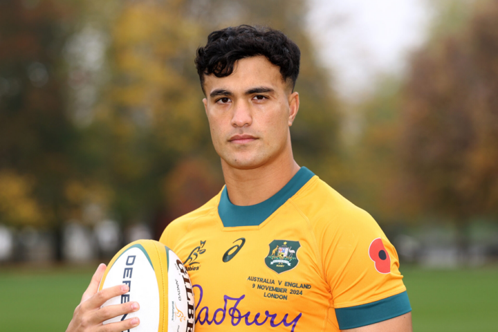 Joseph-Aukuso Suaalii on the wing for the Wallabies ahead of the Bledisloe Cup Test at Eden Park