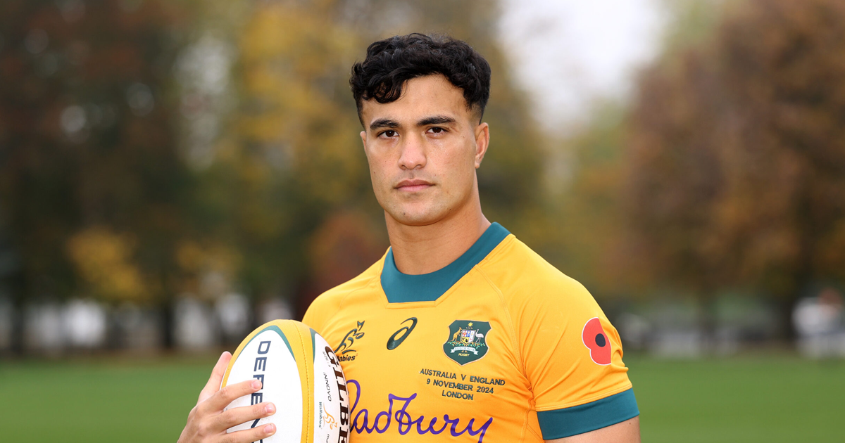 Joseph-Aukuso Suaalii on the wing for the Wallabies ahead of the Bledisloe Cup Test at Eden Park