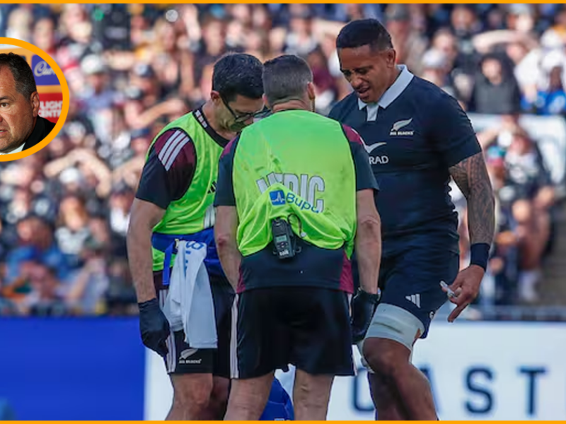 All Blacks injuries: Dave Rennie answers questions beside Codie Taylor at the post-match press conference at Accor Stadium in Sydney